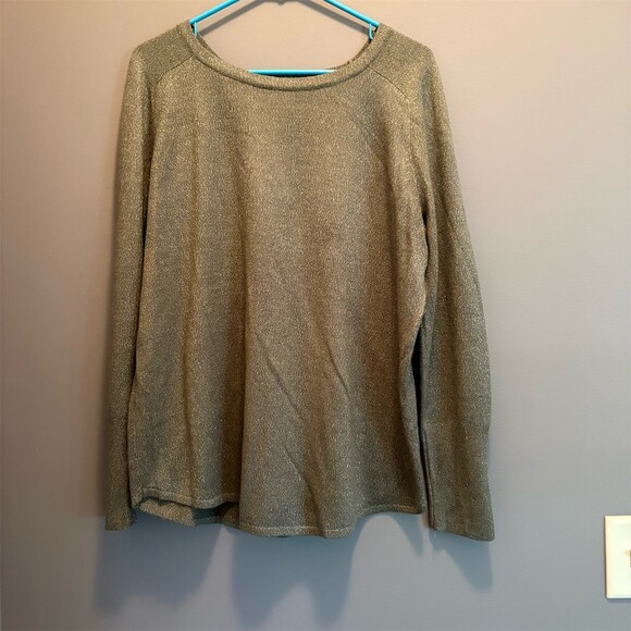 Apt. 9 Sweaters - Apt. 9 Sweater Womens L Silver Metallic Shimmer Pullover Scoop Neck